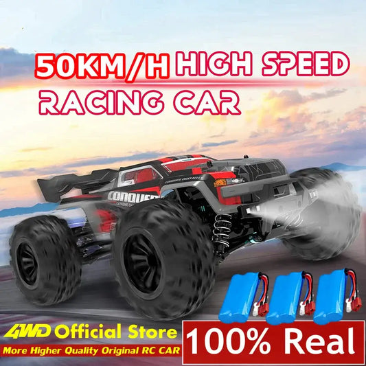 4WD brushless RC car featuring a high-speed racing design capable of 50KM/H for thrilling outdoor fun.