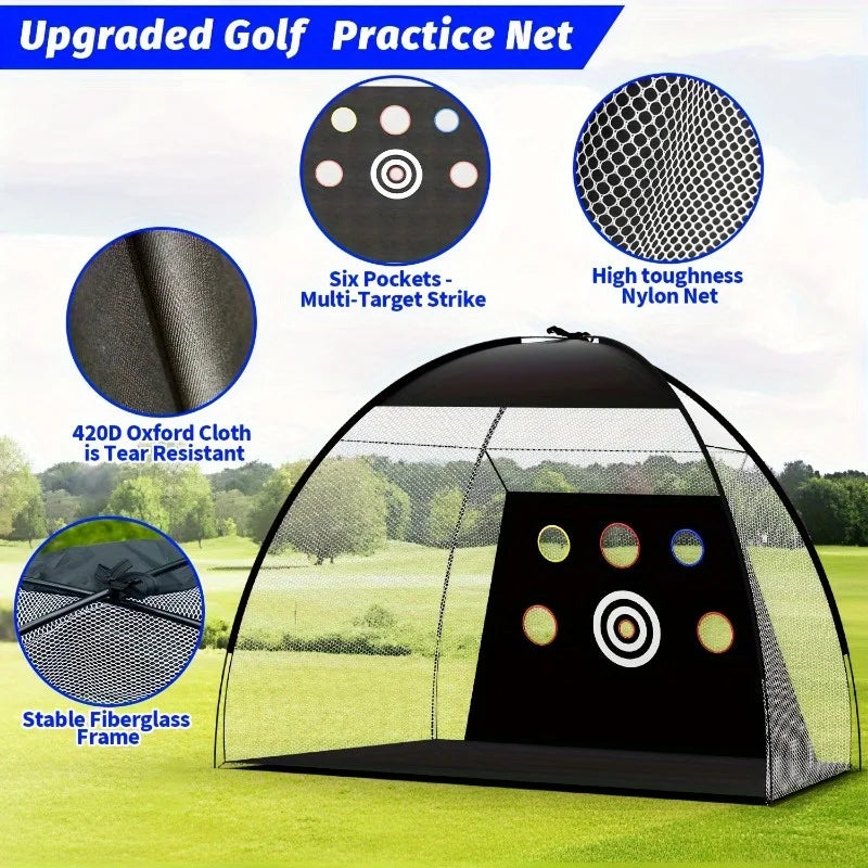 Golf Practice Net, 10x7 ft Deluxe Golf Practice net set Play golf at home Sportsman Specialty Products