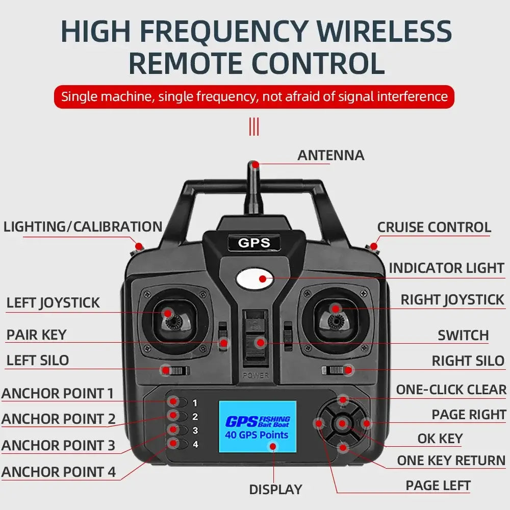 500M Smart Fishing Bait Boat with 40 GPS Points LCD Display Sportsman Specialty Products