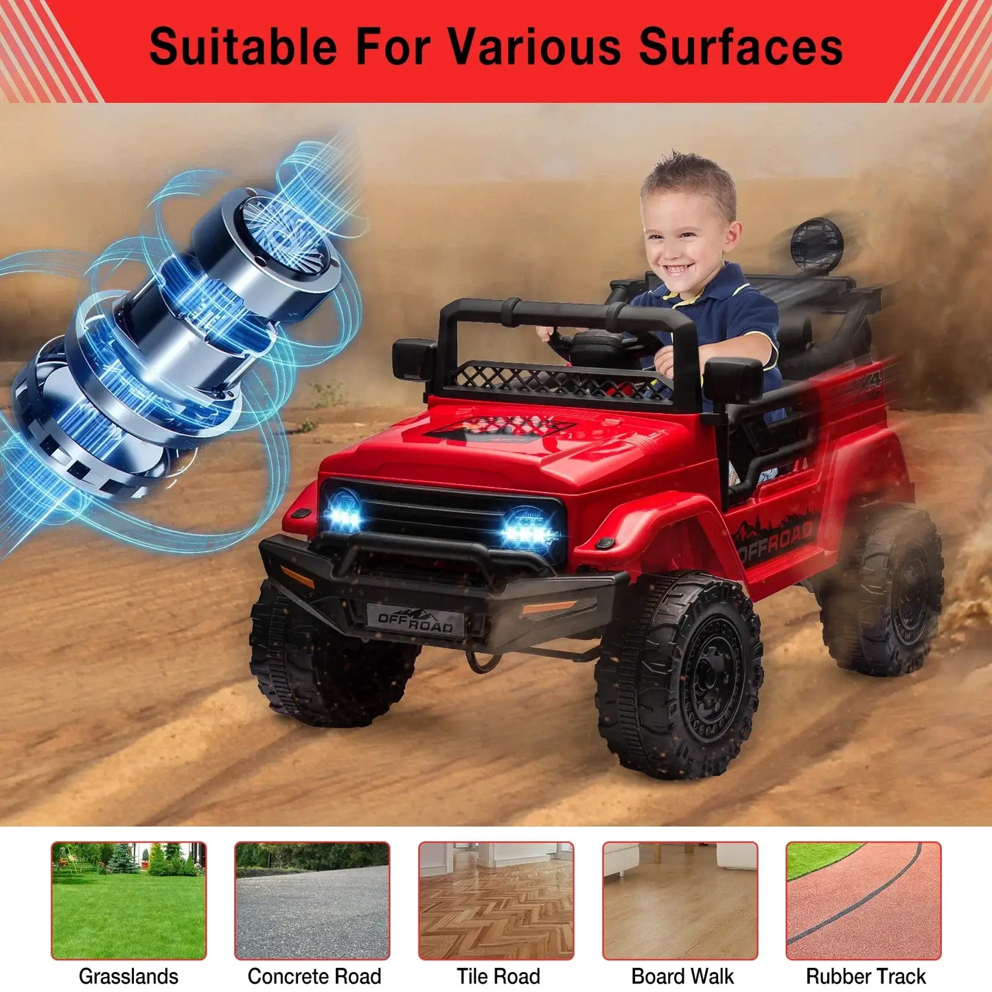 12V Kids Ride On Truck with Remote Control Spring Suspension Sportsman Specialty Products
