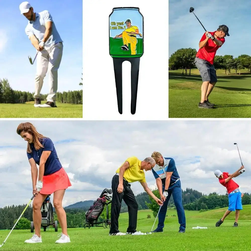 Ball Marker Divot Tool Golf Green Metal Divot Fork Tool With Text And Pattern Sportsman Specialty Products