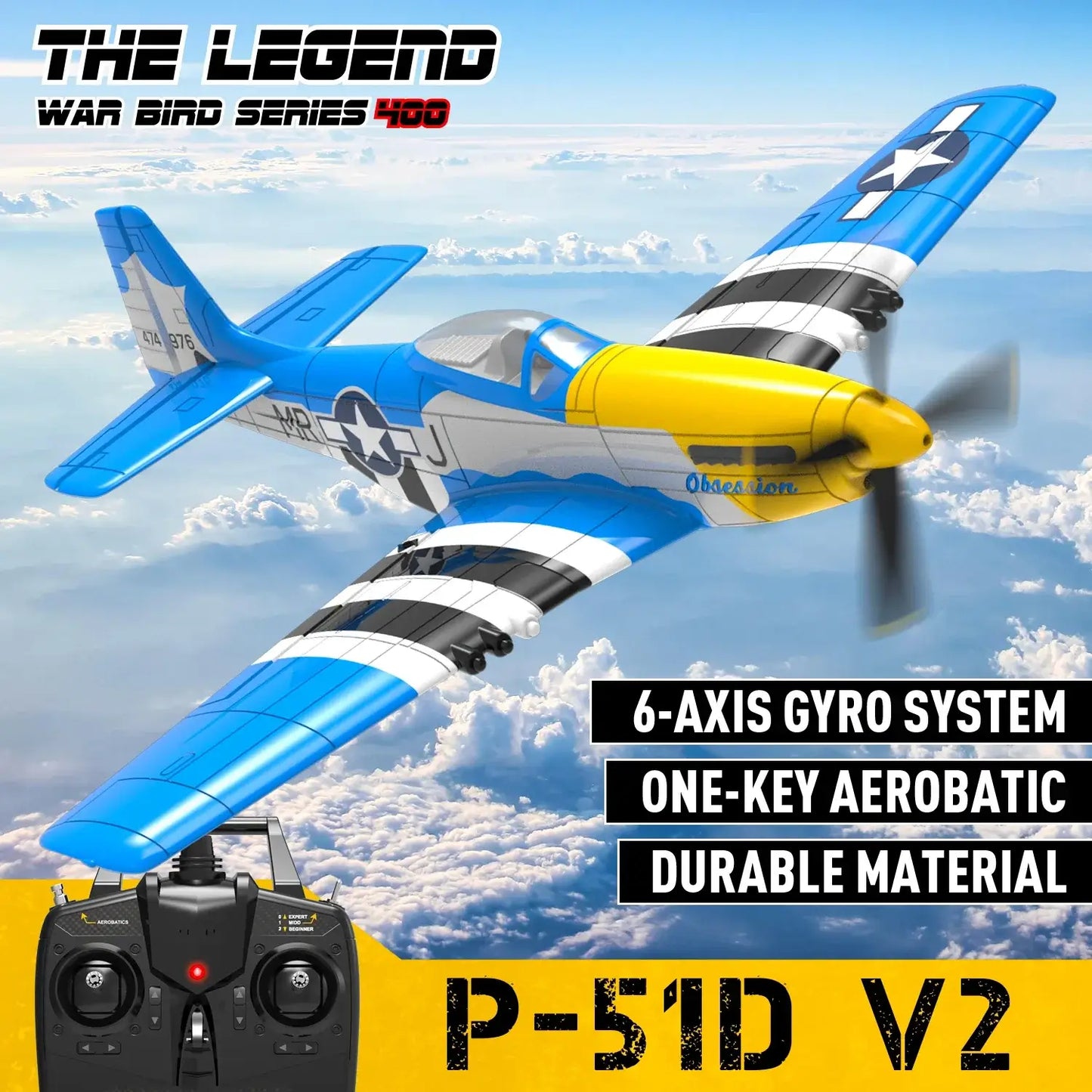 Volantex RC Planes for Adults, P-51 RTF RC Airplane Sportsman Specialty Products