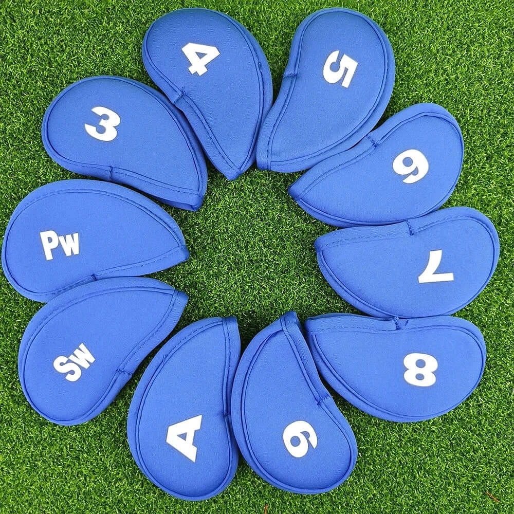 10Pcs/set Golf Iron Head Covers Iron Golf Club Protective Black/Red/Blue Sportsman Specialty Products