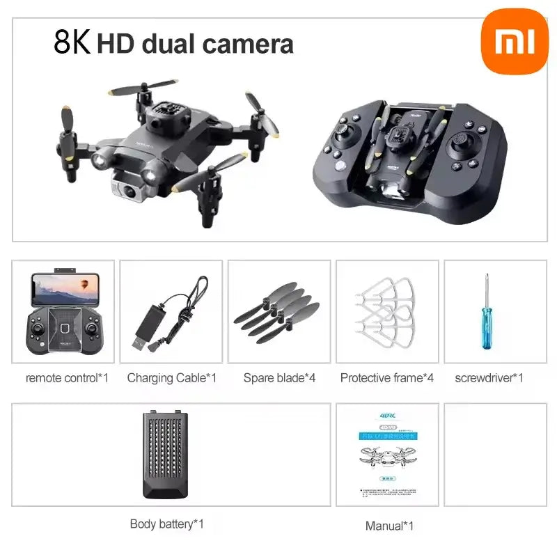 Xiaomi V2 Mini Drone Professional 8k Hd Camera 5g Wifi Fpv Air Pressure Sportsman Specialty Products