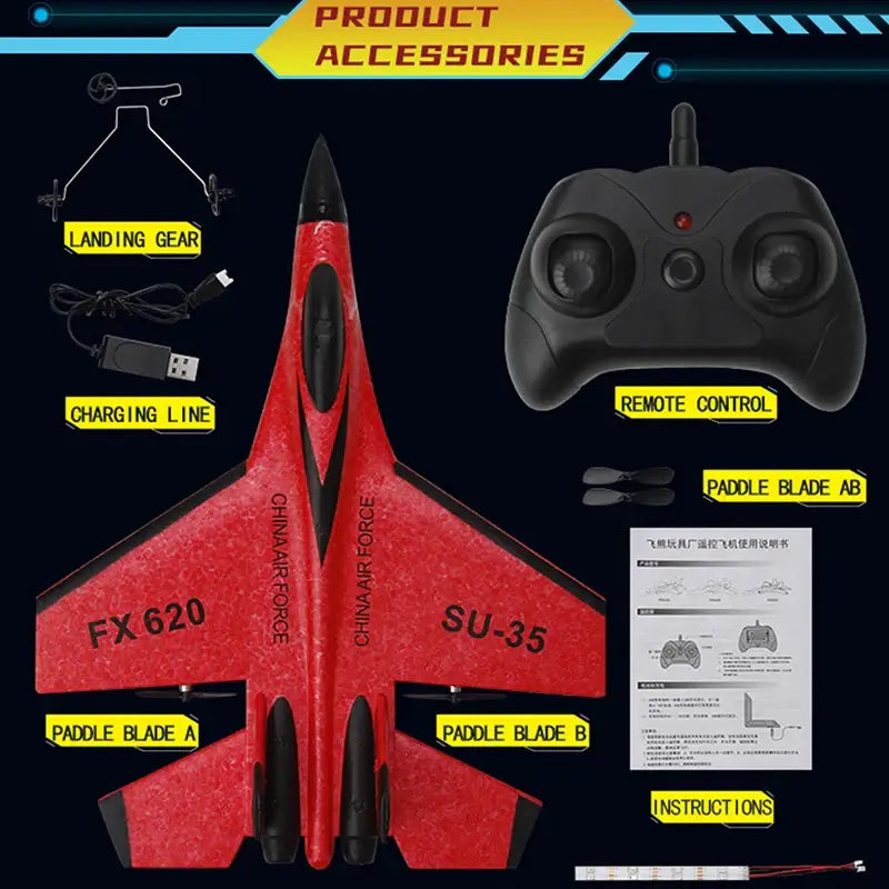 RC Foam Aircraft SU-35 Plane 2.4G Radio Control Glider Sportsman Specialty Products