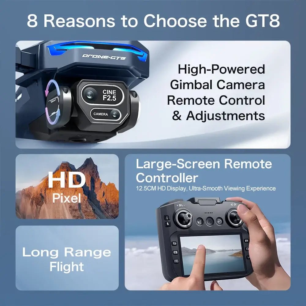2025 NEW GT8 Rc Drone 8K Profesional HD Dual Camera Sportsman Specialty Products