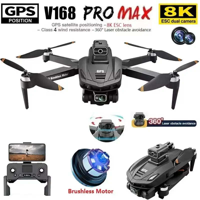 V168 Pro MAX Drone 8K Professional Dual HD Camera GPS 5G Sportsman Specialty Products