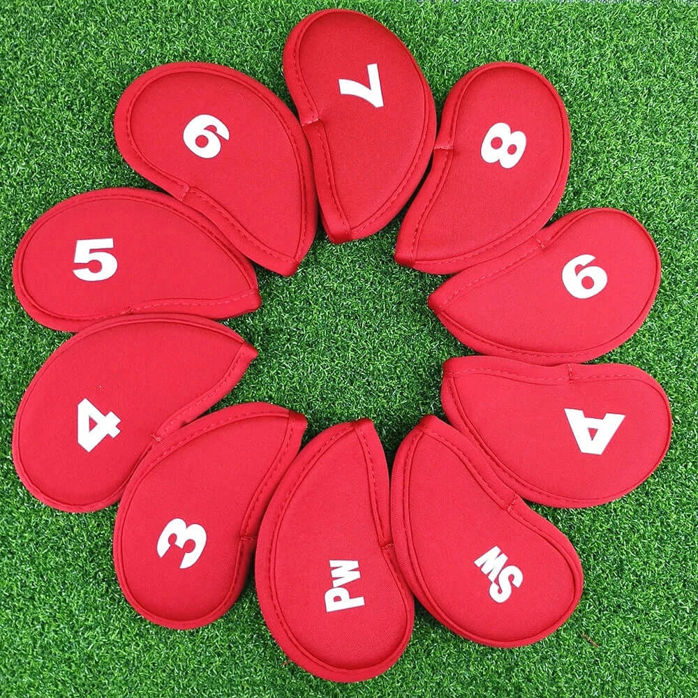 10Pcs/set Golf Iron Head Covers Iron Golf Club Protective Black/Red/Blue Sportsman Specialty Products