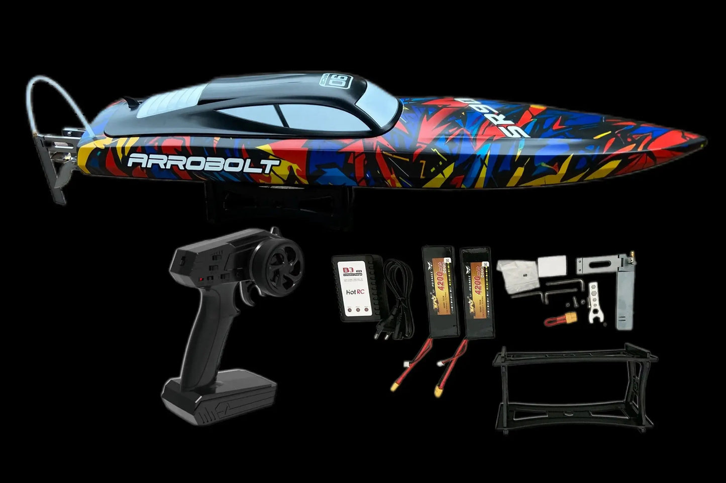 31.5" Large Remote Control Boat for Adults 798-4P Pro Brushless Speedboat 80km/h+ , Two 5200 mAh Battery for Power at Same time, Sportsman Specialty Products