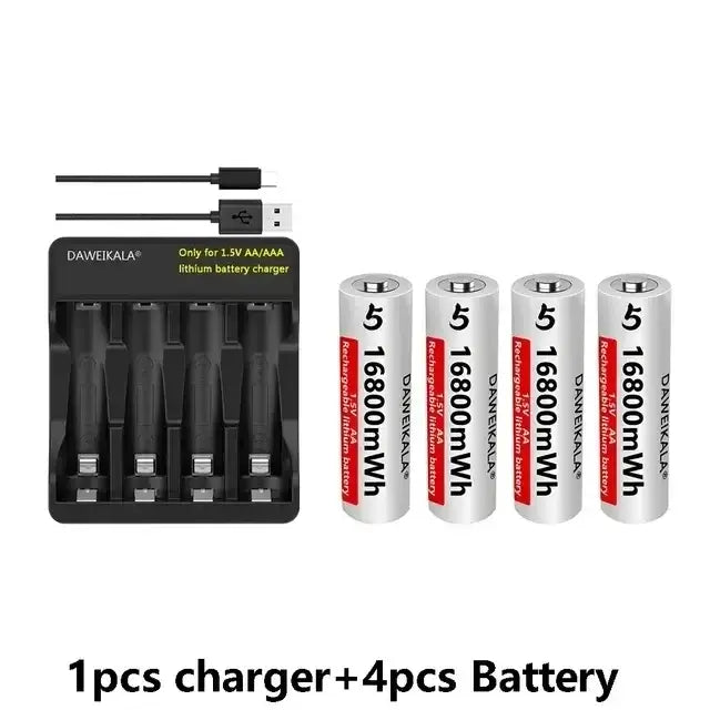 1.5V AA Lithium Battery with charger and rechargeable AA 1.5V 16800mWh Lithium batteries from DAWEIKALA