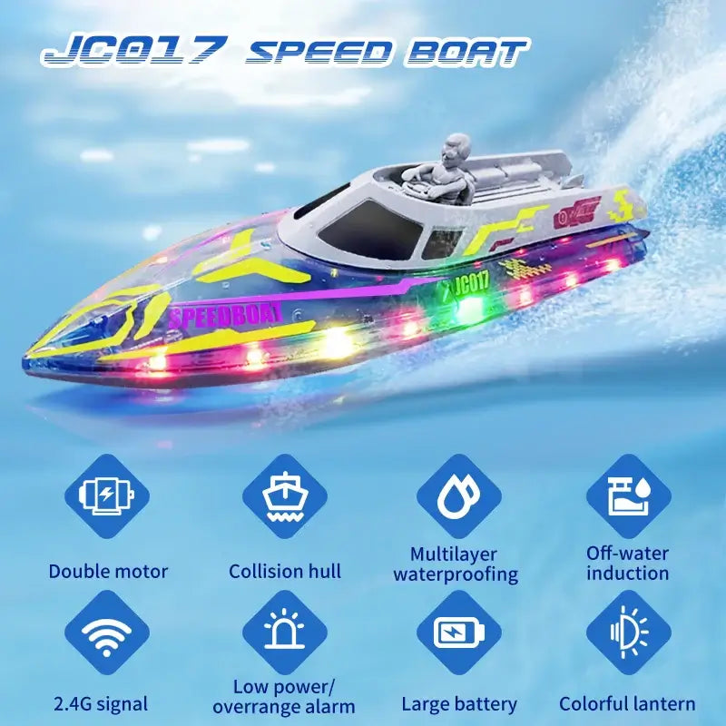 New RC Speed boat With light 2.4GHz 20KM/H Wireless High Speed Sportsman Specialty Products