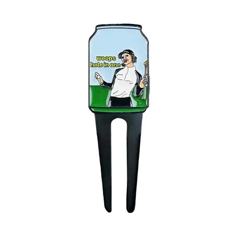 Ball Marker Divot Tool Golf Green Metal Divot Fork Tool With Text And Pattern Sportsman Specialty Products