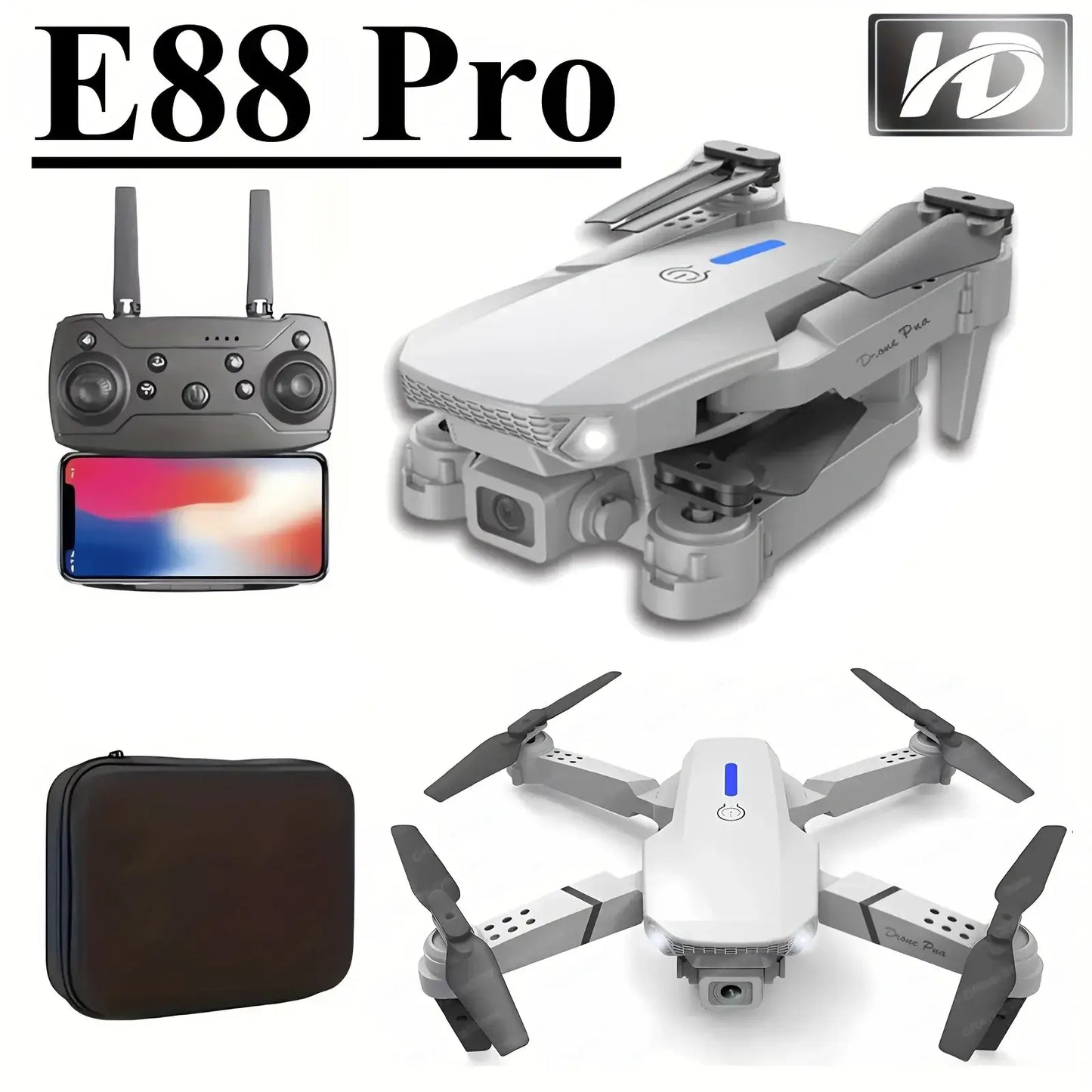 E88 HD Camera Drone with WiFi FPV - Foldable Long Flight Time