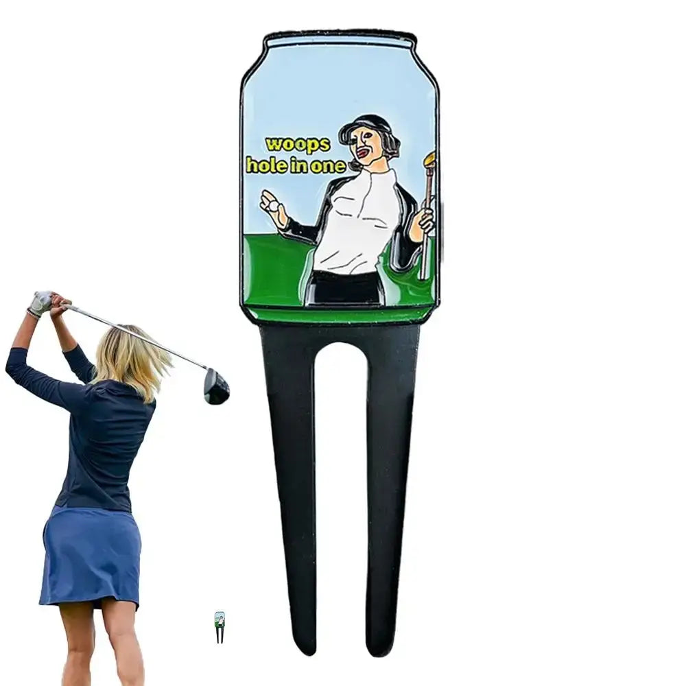 Ball Marker Divot Tool Golf Green Metal Divot Fork Tool With Text And Pattern Sportsman Specialty Products