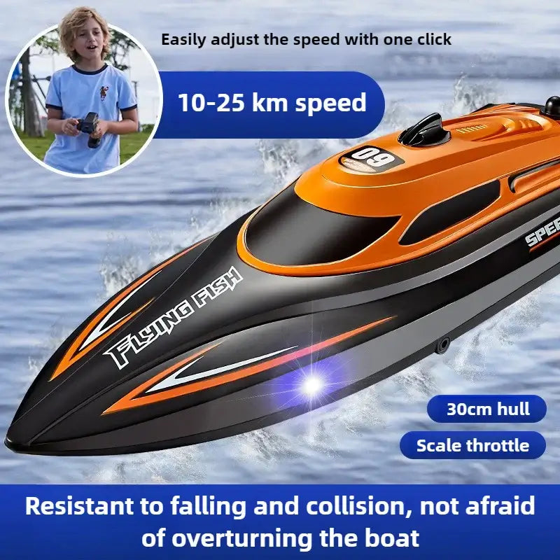 Children 2.4GHz RC Speedboat Toys 25km/h Waterproof High Speed Electric Sportsman Specialty Products