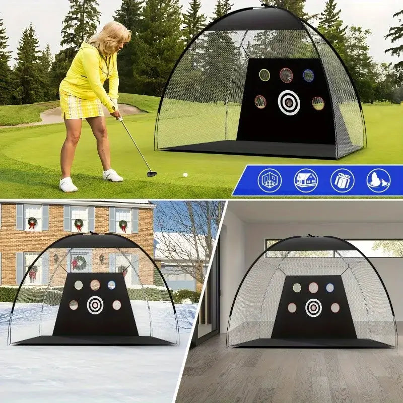 Golf Practice Net, 10x7 ft Deluxe Golf Practice net set Play golf at home Sportsman Specialty Products