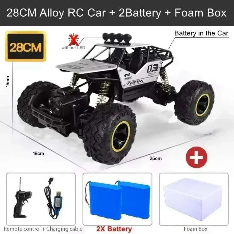 All terrain RC car remote control climbing vehicle on rugged outdoor terrain