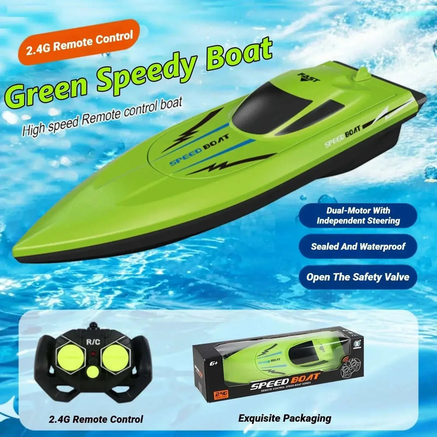 2 Pack Remote Control Boat 2.4GHz Dual Motor RC Speedboat