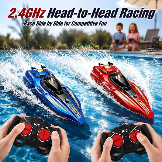 2Pcs RC Speed Boat Set Remote Control Racing Boat Dual Motor
