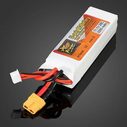 3S 11.1V RC Lipo Battery 2200mAh 25C image showing T Plug and XT60 Plug