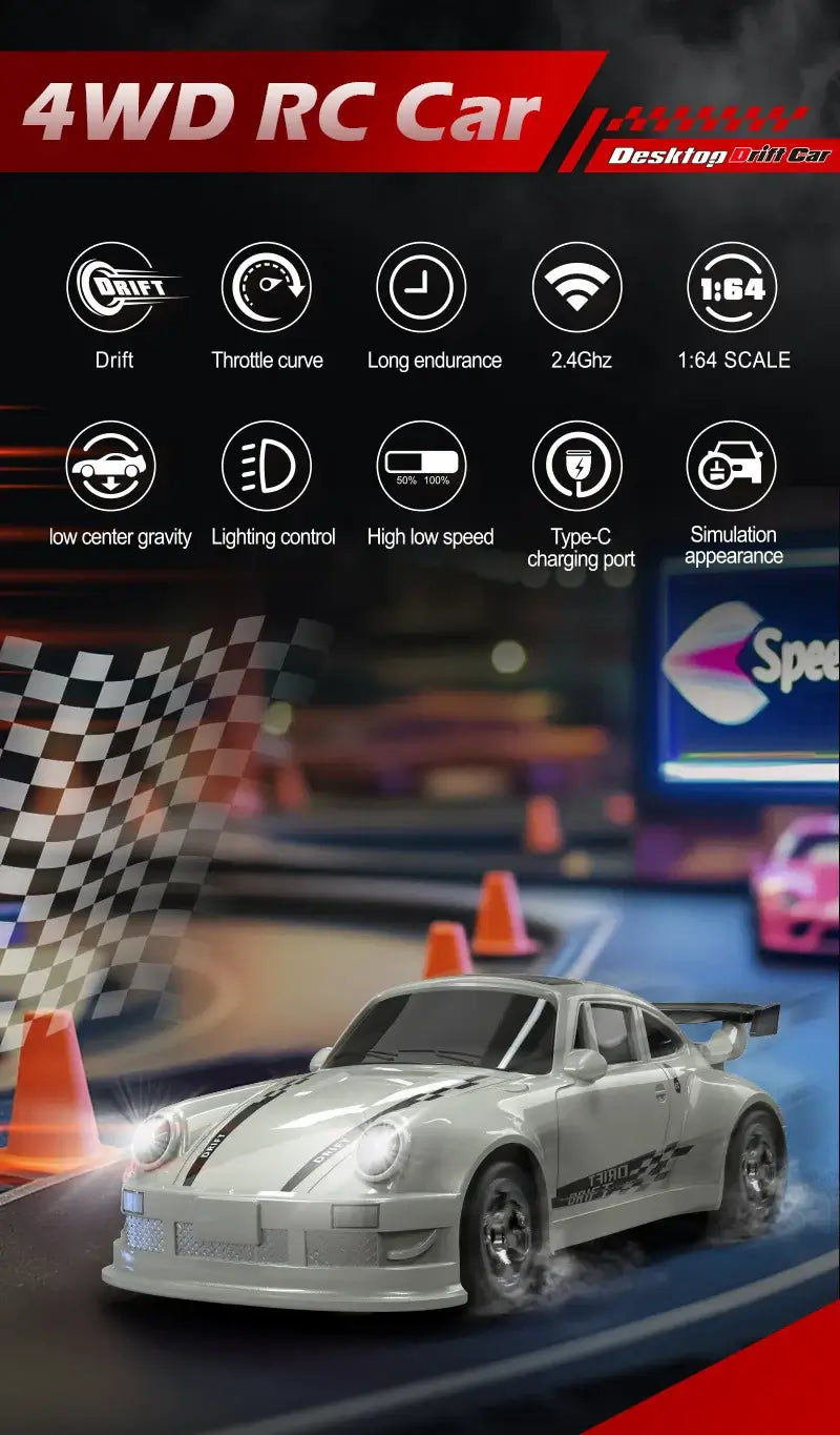 1/64 2.4G High speed Drift Rc Car 4WD Remote Control Sportsman Specialty Products