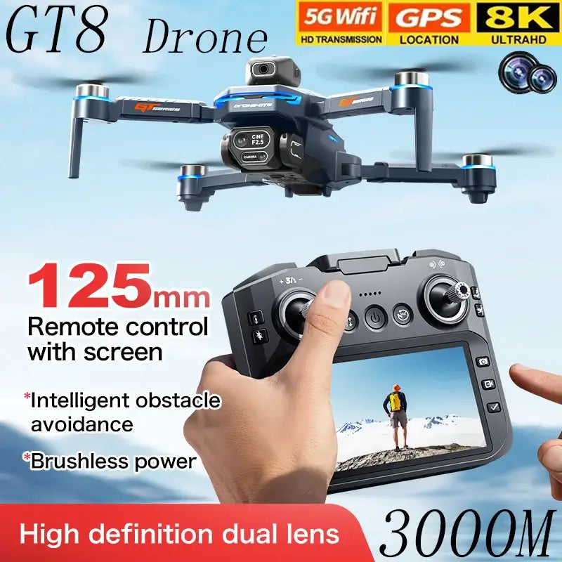 2025 NEW GT8 Rc Drone 8K Profesional HD Dual Camera Sportsman Specialty Products