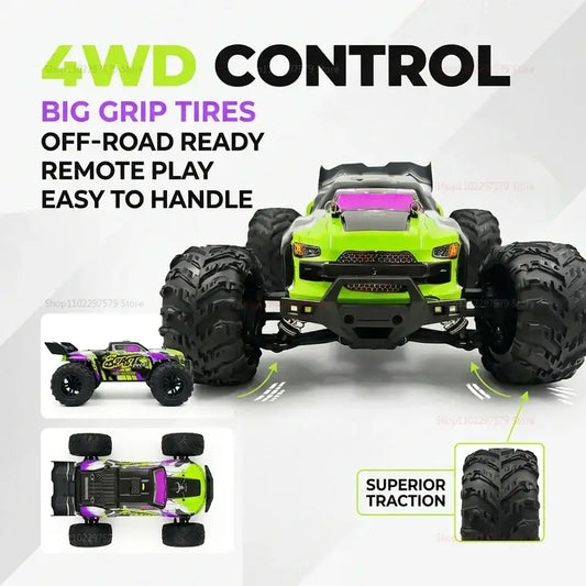 High speed remote control car 80KMH with big grip tires and 4WD control for superior traction.