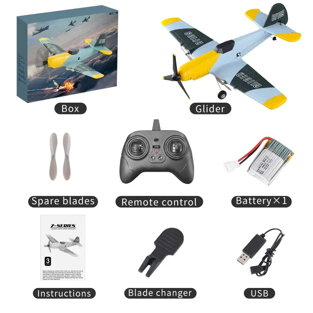 BF109 RC Plane 2.4G Remote Control Stunt Glider with Gyro Sportsman Specialty Products