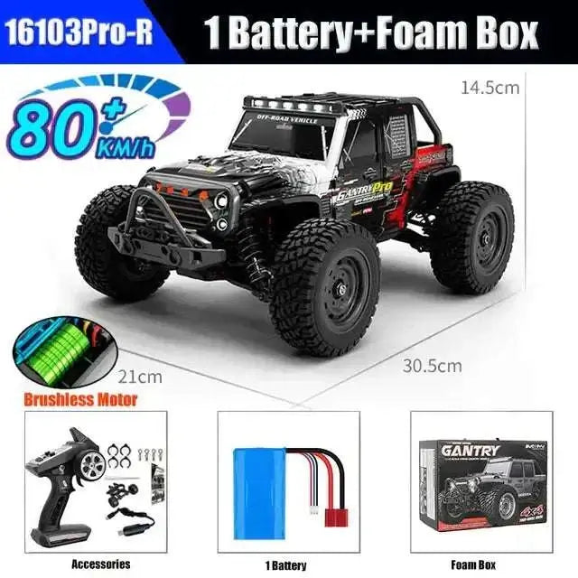 1:16 80km/h RC Cars With LED for 4x4 Off Road Monster Truck Sportsman Specialty Products Fast RC Cars