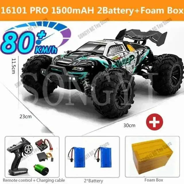 1:16 80km/h RC Cars With LED for 4x4 Off Road Monster Truck Sportsman Specialty Products Fast RC Cars