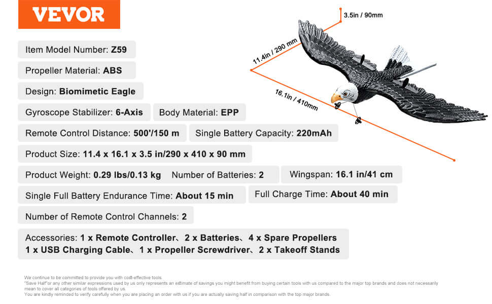 VEVOR RC Plane Wingspan Eagle Aircraft Fighter Sportsman Specialty Products