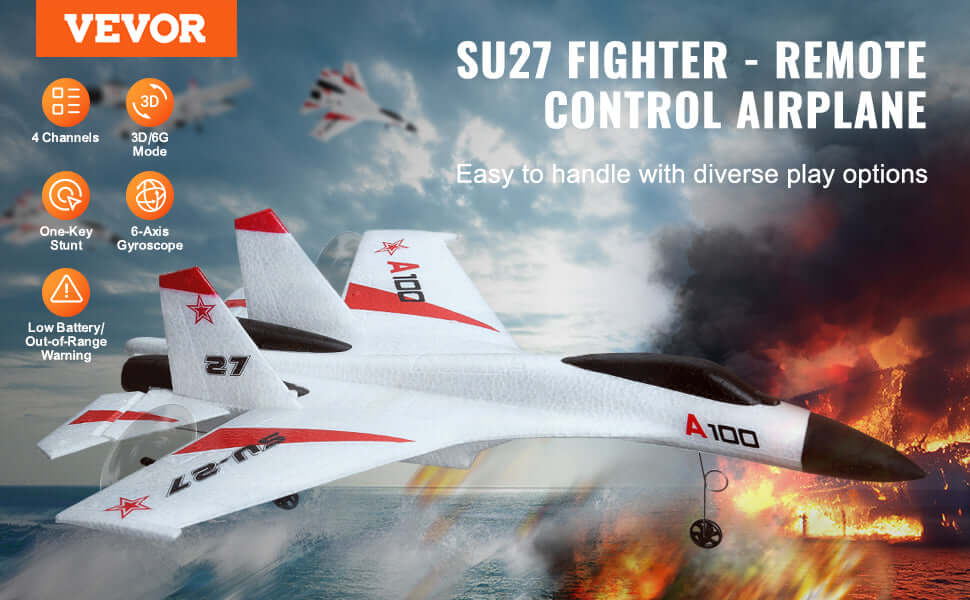 VEVOR SU27 RC Plane 2.4G Remote Control Flying Model Glider Airplane