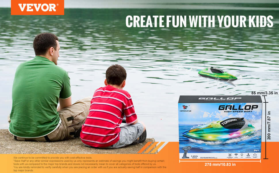 VEVOR HJ819 RC Boat 2.4GHz 12 km/h High Speed Remote Control Racing Boat Sportsman Specialty Products