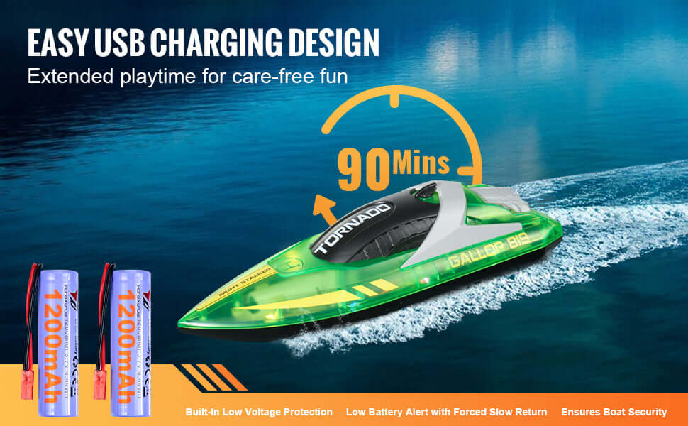 VEVOR HJ819 RC Boat 2.4GHz 12 km/h High Speed Remote Control Racing Boat Sportsman Specialty Products