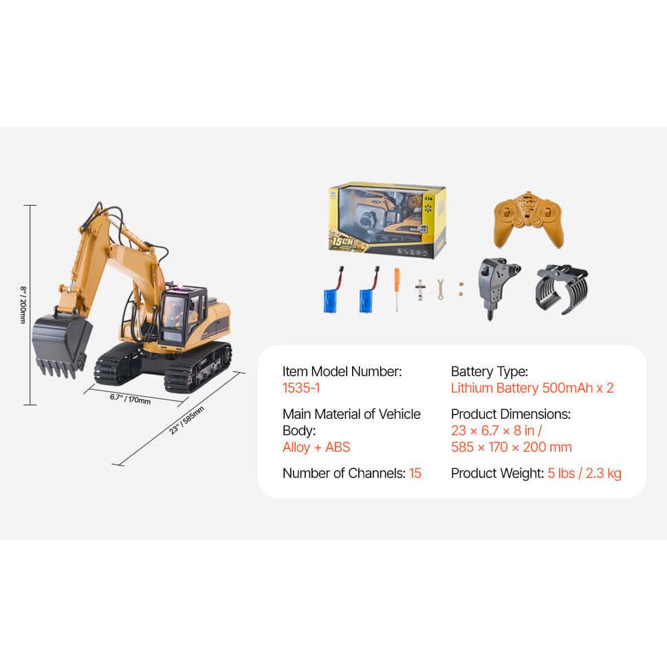 VEVOR 2.4G Remote Control Excavator Dump Truck 3 in 1 Sportsman Specialty Products