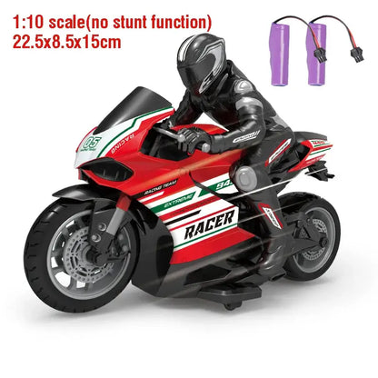 RC Motorcycles 16 110 Electric in 1:10 scale with rider and two batteries shown for exciting racing experience.