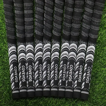 Golf rubber grip on multiple clubs, showcasing non-slip and wear-resistant design for better performance.