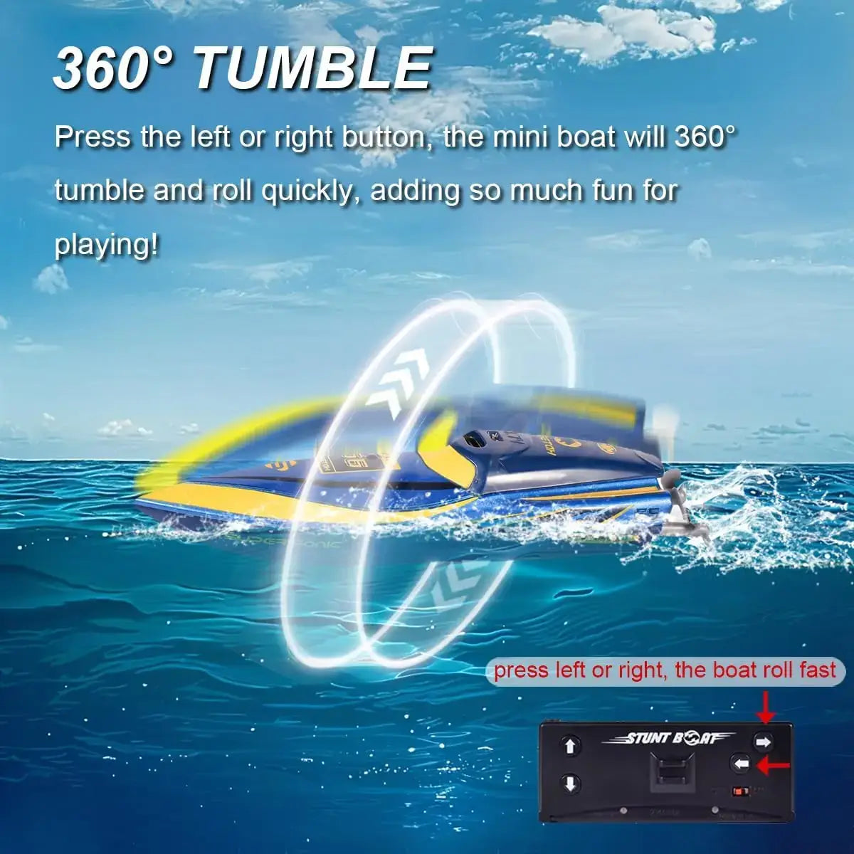 360° Rotating Fast RC Boat - Pool and Lake RC Boats Sportsman Specialty Products