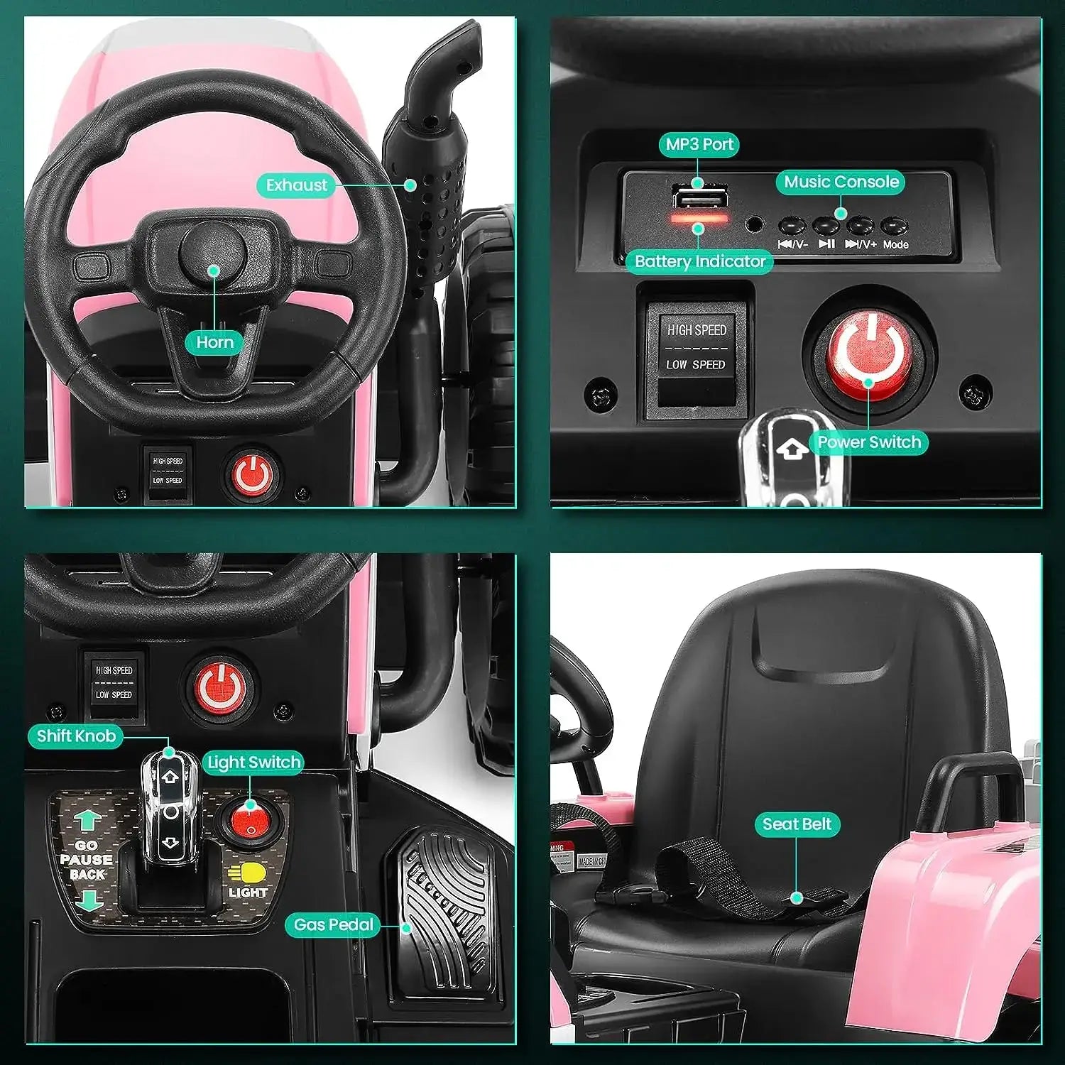 Ride on Tractor with Trailer, 12V Electric Tractor w/ Parent Remote Sportsman Specialty Products