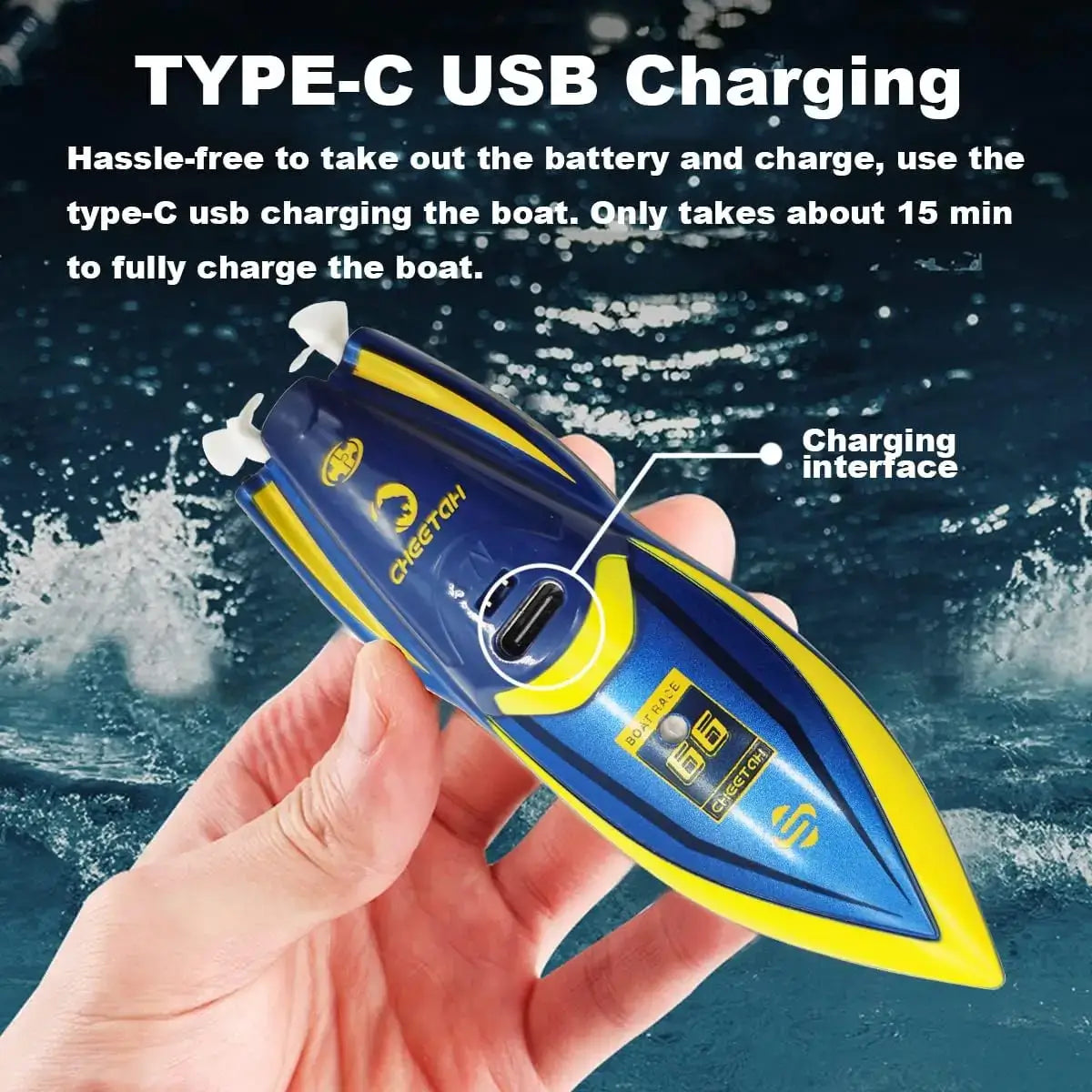 360° Rotating Fast RC Boat - Pool and Lake RC Boats Sportsman Specialty Products