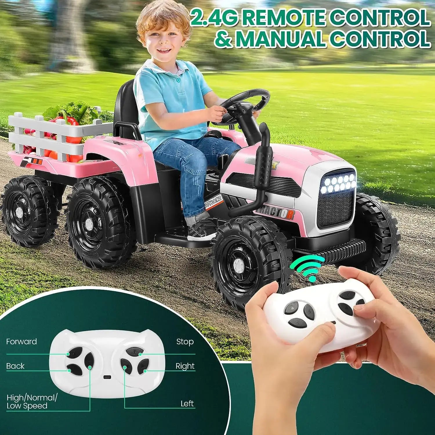 Ride on Tractor with Trailer, 12V Electric Tractor w/ Parent Remote Sportsman Specialty Products