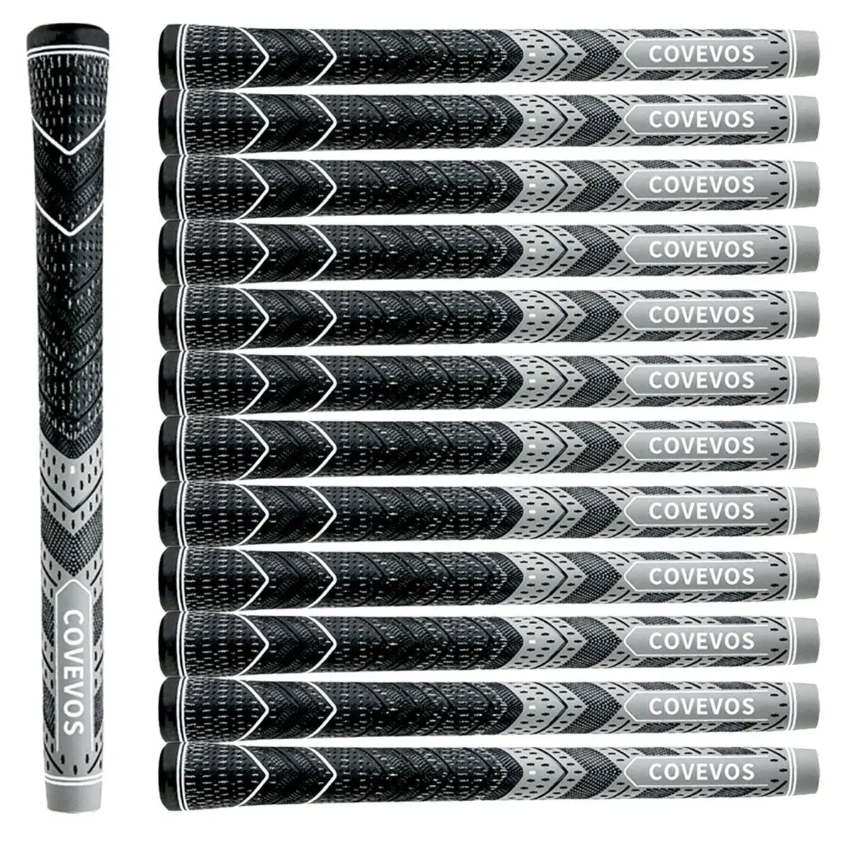 Golf Grips Made of Natural Rubber 13pcs from COVEVOS, featuring sleek black and gray design for better grip.