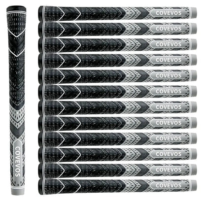 Golf Grips Made of Natural Rubber 13pcs from COVEVOS, featuring sleek black and gray design for better grip.