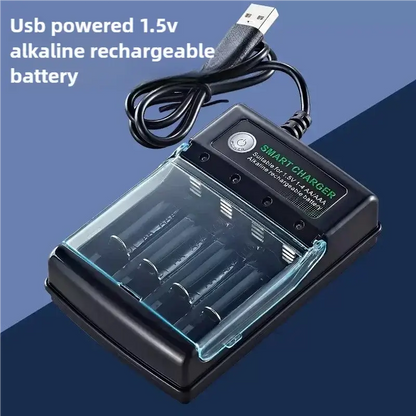 1.5V USB 4 Slots Charger for independent charging of AA alkaline batteries