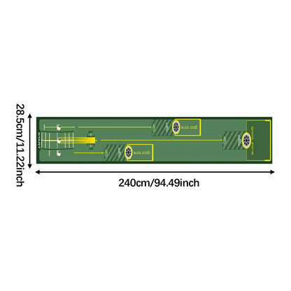 Golf Putting Mat Gift for Golfer dimensions 240cm x 28.5cm, perfect golfing accessory for practice at home or office.