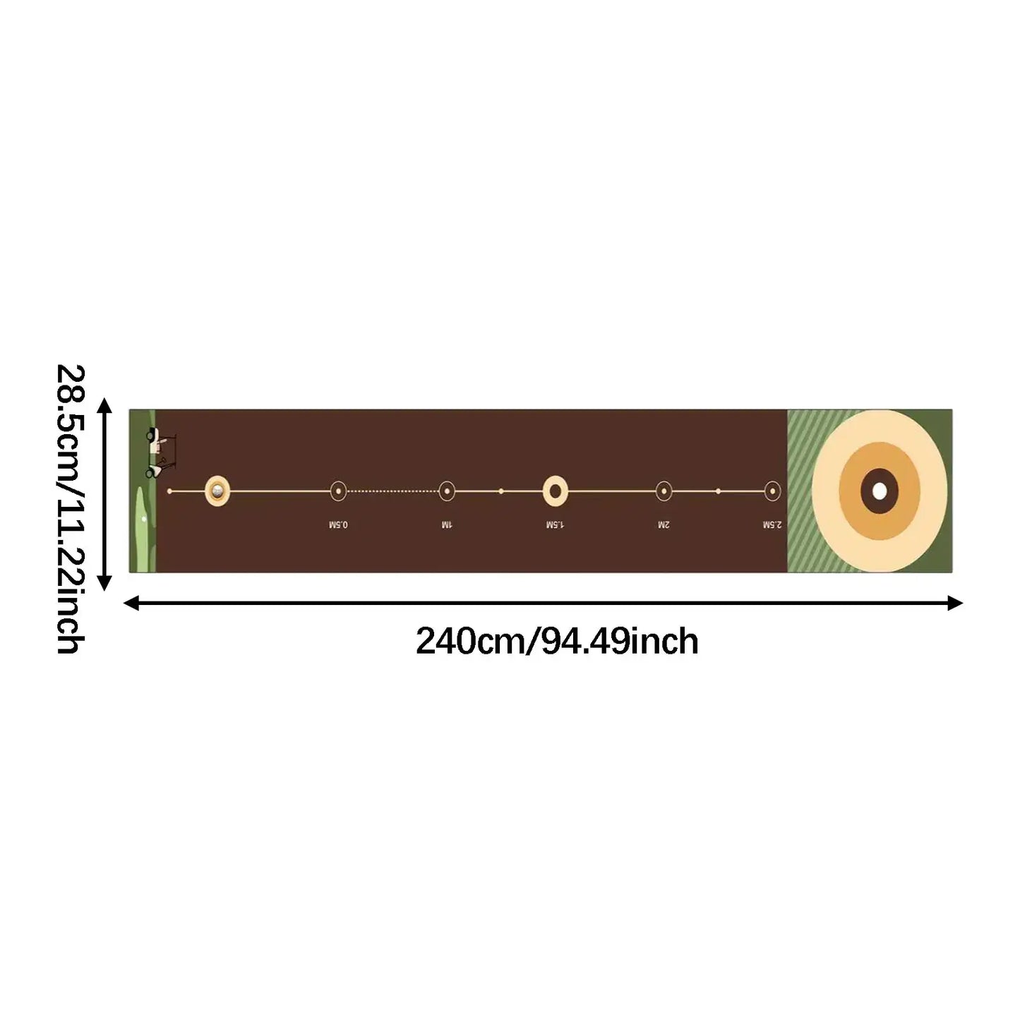 Golf Putting Mat Gift for Golfer dimensions 240cm x 28.5cm for precision putting practice.