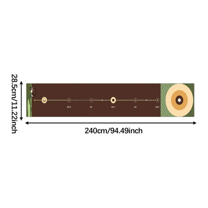 Golf Putting Mat Gift for Golfer dimensions 240cm x 28.5cm for precision putting practice.