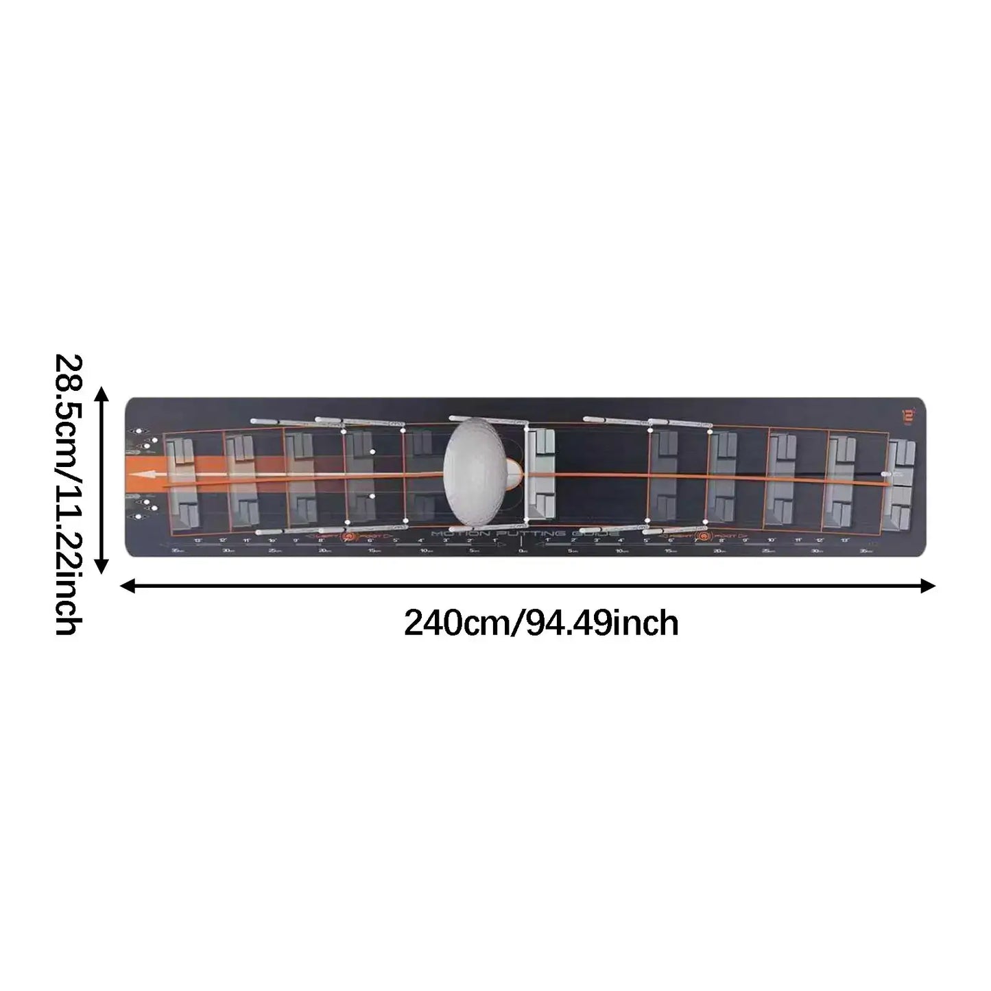 Golf Putting Mat Gift for Golfer with dimensions 240cm x 28.5cm for indoor putting practice.