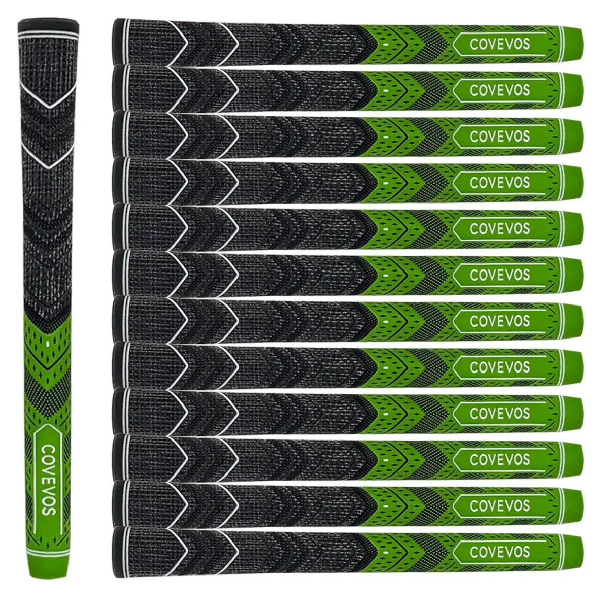  Golf Grips Made of Natural Rubber 13pcs from COVEVOS, featuring sleek black and gray design for better grip. 