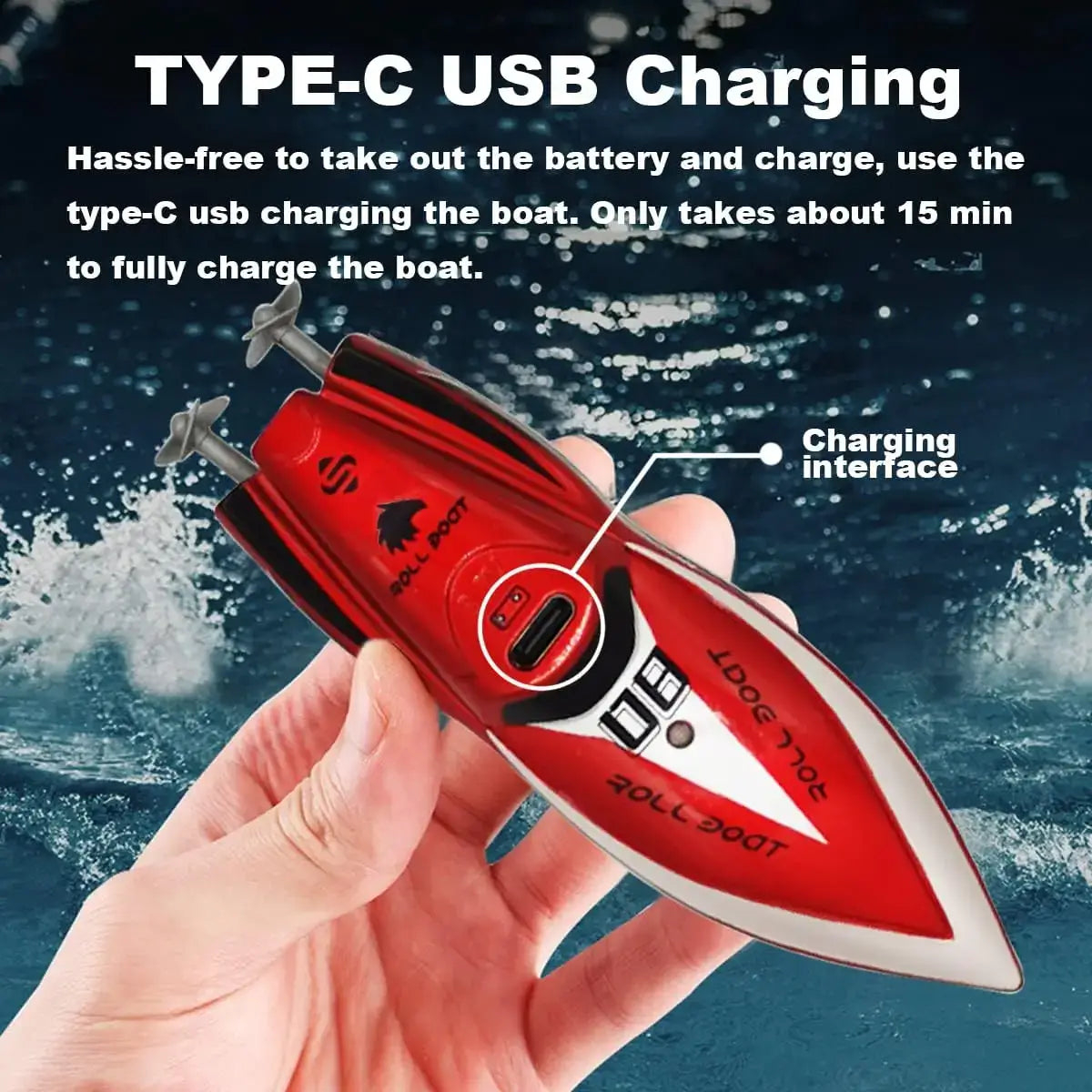 360° Rotating Fast RC Boat - Pool and Lake RC Boats Sportsman Specialty Products